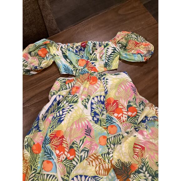 STAUD Coliseum floral leafs cut out linen Maxi Dress size 6 - Picture 7 of 9